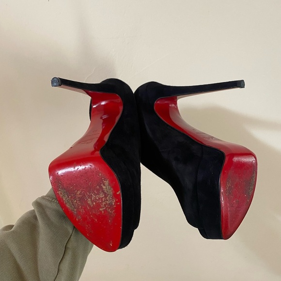AUTHENTIC CHRISTIAN LOUBOUTIN VEAU VELOURS VERITA 150 BOOTIES 39 SUEDE BLACK - Picture 4 of 16